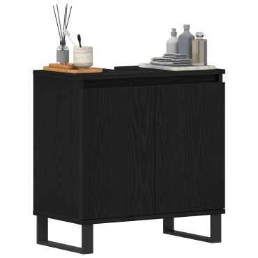 vidaXL Νιπτήρας Μπάνιου Μαύρο Δρυς 58x33x60cm Επεξεργασμένο ξύλο