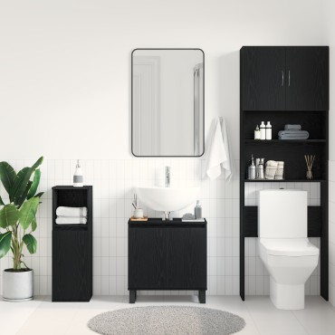 vidaXL Νιπτήρας Μπάνιου Μαύρο Δρυς 58x33x60cm Επεξεργασμένο ξύλο