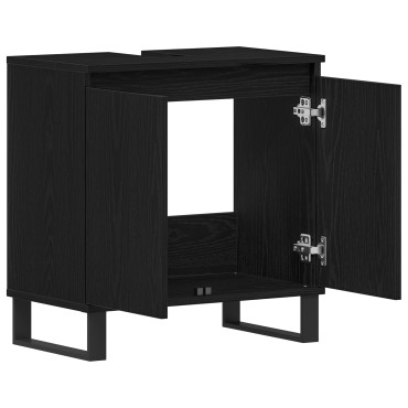 vidaXL Νιπτήρας Μπάνιου Μαύρο Δρυς 58x33x60cm Επεξεργασμένο ξύλο