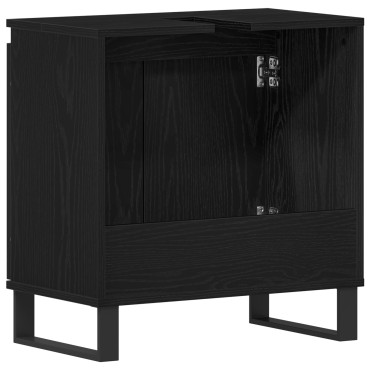 vidaXL Νιπτήρας Μπάνιου Μαύρο Δρυς 58x33x60cm Επεξεργασμένο ξύλο