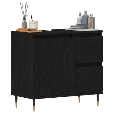 vidaXL Νιπτήρας Μπάνιου Μαύρο Δρυς 65x33x60cm Επεξεργασμένο ξύλο