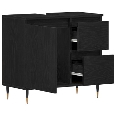 vidaXL Νιπτήρας Μπάνιου Μαύρο Δρυς 65x33x60cm Επεξεργασμένο ξύλο
