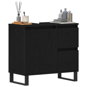 vidaXL Ντουλάπι Λεκάνης Μπάνιου Μαύρη Δρυς 65x33x60cm Επεξεργασμένο ξύλο