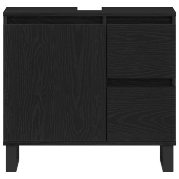 vidaXL Ντουλάπι Λεκάνης Μπάνιου Μαύρη Δρυς 65x33x60cm Επεξεργασμένο ξύλο