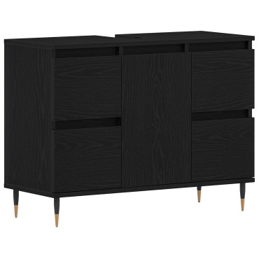 vidaXL Νιπτήρας μπάνιου Μαύρη Δρυς 80x33x60cm Επεξεργασμένο ξύλο