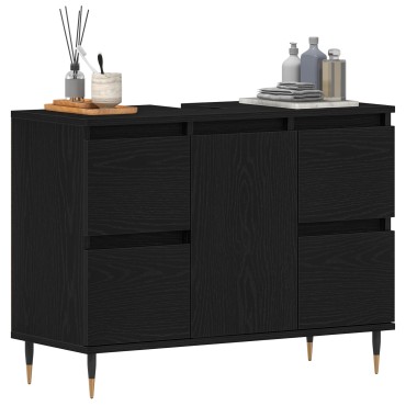 vidaXL Νιπτήρας μπάνιου Μαύρη Δρυς 80x33x60cm Επεξεργασμένο ξύλο