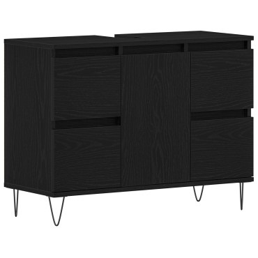 vidaXL Ντουλάπι Μπάνιου Μαύρη Δρυς 80x33x60cm Επεξεργασμένο Ξύλο