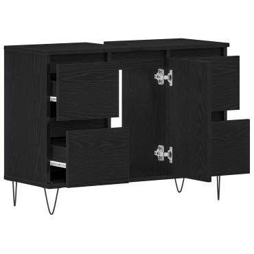 vidaXL Ντουλάπι Μπάνιου Μαύρη Δρυς 80x33x60cm Επεξεργασμένο Ξύλο