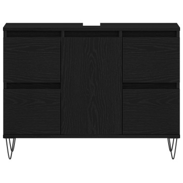 vidaXL Ντουλάπι Μπάνιου Μαύρη Δρυς 80x33x60cm Επεξεργασμένο Ξύλο