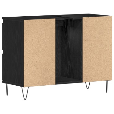 vidaXL Ντουλάπι Μπάνιου Μαύρη Δρυς 80x33x60cm Επεξεργασμένο Ξύλο