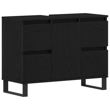 vidaXL Ντουλάπι για νιπτήρα Μαύρο Δρυς 80x33x60cm Επεξεργασμένο ξύλο 1 τεμ.