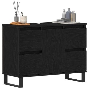 vidaXL Ντουλάπι για νιπτήρα Μαύρο Δρυς 80x33x60cm Επεξεργασμένο ξύλο 1 τεμ.