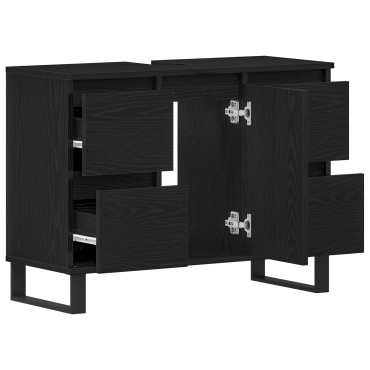 vidaXL Ντουλάπι για νιπτήρα Μαύρο Δρυς 80x33x60cm Επεξεργασμένο ξύλο 1 τεμ.