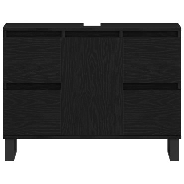 vidaXL Ντουλάπι για νιπτήρα Μαύρο Δρυς 80x33x60cm Επεξεργασμένο ξύλο 1 τεμ.