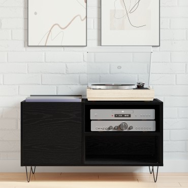 vidaXL Ντουλάπι Δίσκων Μαύρο Δρυς 84,5x38x48cm Επεξεργασμένο Ξύλο 1 τεμ.
