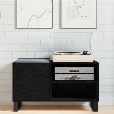 vidaXL Μαύρη Ντουλάπα Δίσκων από Σφένδαμο 84,5x38x48cm Κατεργασμένο Ξύλο