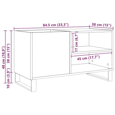 vidaXL Μαύρη Ντουλάπα Δίσκων από Σφένδαμο 84,5x38x48cm Κατεργασμένο Ξύλο