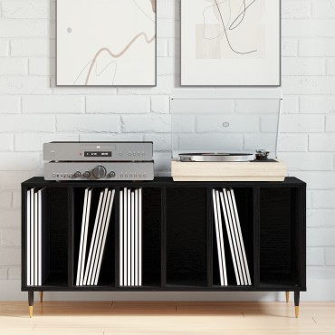 vidaXL Ντουλάπα Δίσκων Μαύρο Δρυς 100x38x48cm Επεξεργασμένο Ξύλο