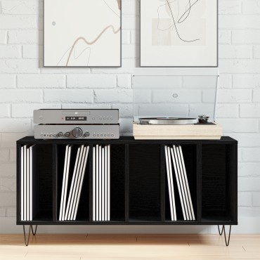 vidaXL Ντουλάπα Δίσκων Μαύρη Δρυς 100x38x48cm Επεξεργασμένο Ξύλο