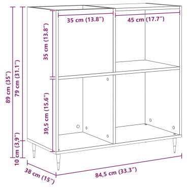 vidaXL Ντουλάπι Δισκογραφίας Μαύρη Δρυς 84,5x38x89cm Επεξεργασμένο Ξύλο 1 τεμ.