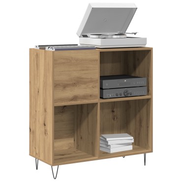 vidaXL Κιβώτιο Δίσκων Μαύρο Δρυς 84,5x38x89cm Κατασκευασμένο Ξύλο