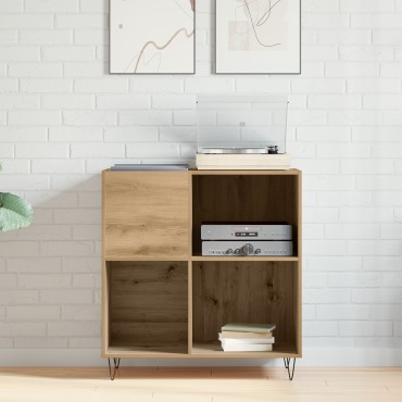 vidaXL Κιβώτιο Δίσκων Μαύρο Δρυς 84,5x38x89cm Κατασκευασμένο Ξύλο