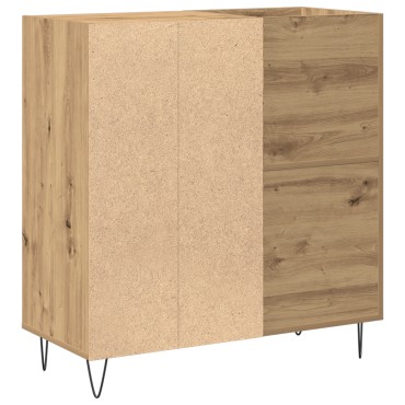 vidaXL Κιβώτιο Δίσκων Μαύρο Δρυς 84,5x38x89cm Κατασκευασμένο Ξύλο
