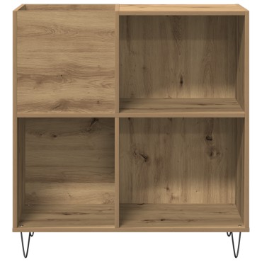 vidaXL Κιβώτιο Δίσκων Μαύρο Δρυς 84,5x38x89cm Κατασκευασμένο Ξύλο