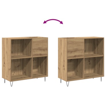 vidaXL Κιβώτιο Δίσκων Μαύρο Δρυς 84,5x38x89cm Κατασκευασμένο Ξύλο