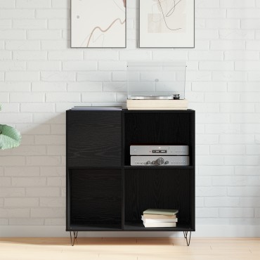 vidaXL Ντουλάπι Δισκοθήκης Μαύρη Δρυς 84.5x38x90cm Επεξεργασμένο Ξύλο 1 τεμ.