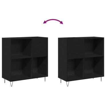 vidaXL Ντουλάπι Δισκοθήκης Μαύρη Δρυς 84.5x38x90cm Επεξεργασμένο Ξύλο 1 τεμ.