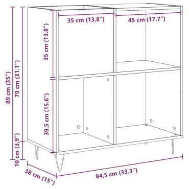 vidaXL Ντουλάπι Δισκοθήκης Μαύρη Δρυς 84.5x38x90cm Επεξεργασμένο Ξύλο 1 τεμ.