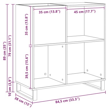 vidaXL Ντουλάπα Δίσκων Μαύρης Οξυάς 84.5x38x90cm Επεξεργασμένο Ξύλο