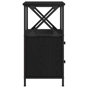 vidaXL Μαύρο Κομοδίνο από Δρύς 34x35,5x70cm 1 τεμ.