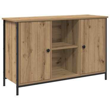 vidaXL Ντουλάπα Τηλεόρασης Μαύρη Δρυς 101x35x65cm Κατασκευασμένο από ξύλο και ατσάλι