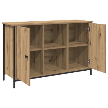 vidaXL Ντουλάπα Τηλεόρασης Μαύρη Δρυς 101x35x65cm Κατασκευασμένο από ξύλο και ατσάλι
