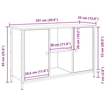vidaXL Ντουλάπα Τηλεόρασης Μαύρη Δρυς 101x35x65cm Κατασκευασμένο από ξύλο και ατσάλι
