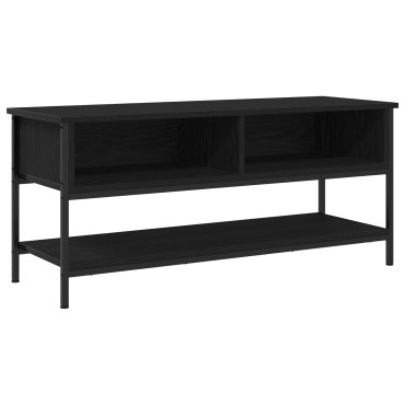 vidaXL Κάστρο τηλεόρασης Μαύρο Δρυς 100x35x45cm Επεξεργασμένο ξύλο και χάλυβας