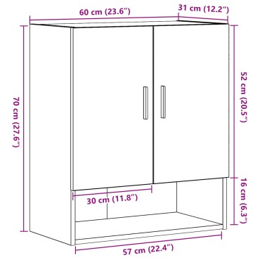 vidaXL Ντουλάπα Τοίχου Μαύρη Δρυς 60x31x70cm Επεξεργασμένο Ξύλο 1 τεμ.