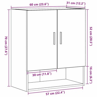 vidaXL Ντουλάπα τοίχου 60x31x70cm Επεξεργασμένο Ξύλο Μαύρη Οξυά 1 τεμ.
