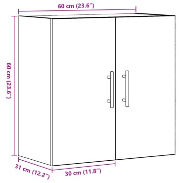 vidaXL Ντουλάπα Τοίχου Μαύρη Δρυς 60x31x70cm Κατασκευασμένο ξύλο 1 τεμ.