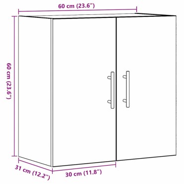 vidaXL Ντουλάπα τοίχου 60x31x70cm Επεξεργασμένο Ξύλο Μαύρη Οξυά 1 τεμ.