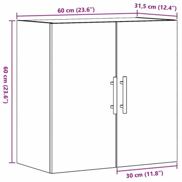 vidaXL Ντουλάπα Τοίχου 60x31,5x60cm Επεξεργασμένο Ξύλο 1 τεμ.
