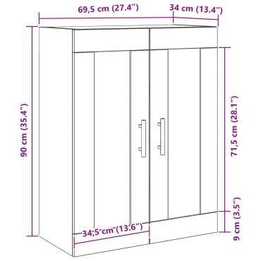 vidaXL Τοίχου Ντουλάπα Μαύρη Δρυς 69,5x34x90cm Επεξεργασμένο Ξύλο 1 τεμ.