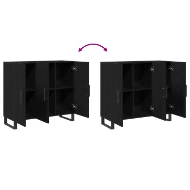 vidaXL Μπουφές με 3 Πόρτες Μαύρη Βελανιδιά 90x34x80cm Επεξεργασμένο Ξύλο 1 τεμ.