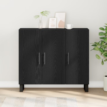 vidaXL Μπουφές με 3 Πόρτες Μαύρη Βελανιδιά 90x34x80cm Επεξεργασμένο Ξύλο 1 τεμ.