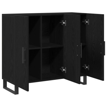 vidaXL Μπουφές με 3 Πόρτες Μαύρη Βελανιδιά 90x34x80cm Επεξεργασμένο Ξύλο 1 τεμ.