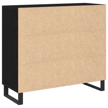 vidaXL Μπουφές με 3 Πόρτες Μαύρη Βελανιδιά 90x34x80cm Επεξεργασμένο Ξύλο 1 τεμ.