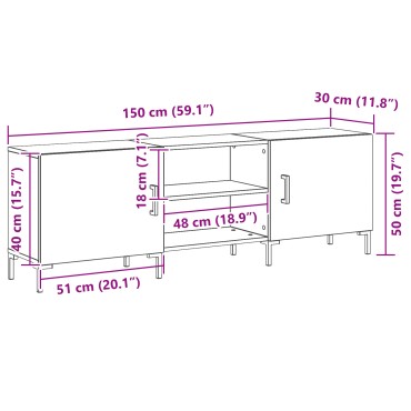 vidaXL Ντουλάπι τηλεόρασης Μαύρη Δρυς 150x30x50cm Επεξεργασμένου ξύλου