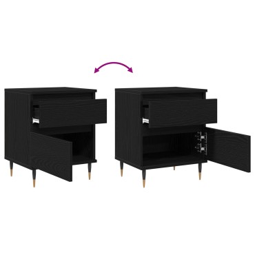 vidaXL Κομοδίνο Μαύρο Δρυς 40x35x50cm Επεξεργασμένο ξύλο 1 τεμ.